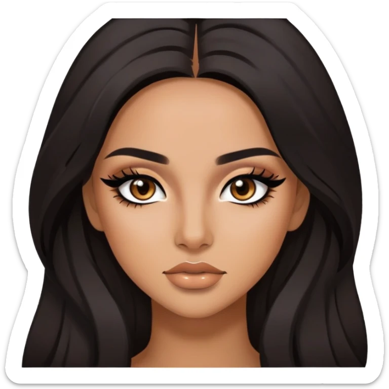 latina, baddie,pretty, brown eyes, makeup, black eyeliner, long hair sticker