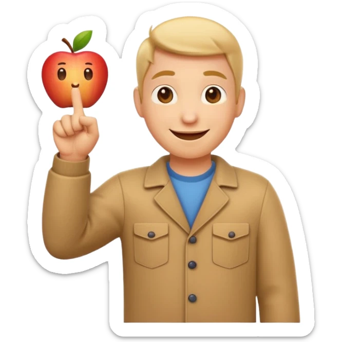 emoji of a happy cartoon person pointing downward toward the ground with both hands, standing upright, smiling warmly, both index fingers extended and pointing down clearly, simple light background, expressive and playful Apple emoji design showing the meaning “here / down here sticker