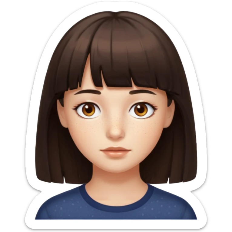 branca, olhos hazel, franjnha, pequenas sardas, cabelo castanho escuro sticker