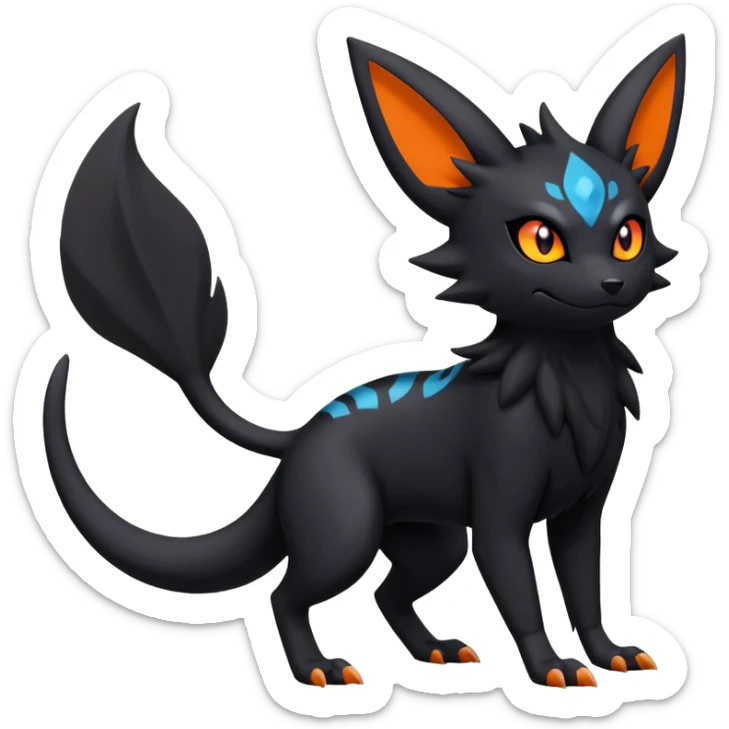 Salandit-Umbreon-Litten-Zorua-Noibat-Fakémon-hybrid-creature (full body)  sticker