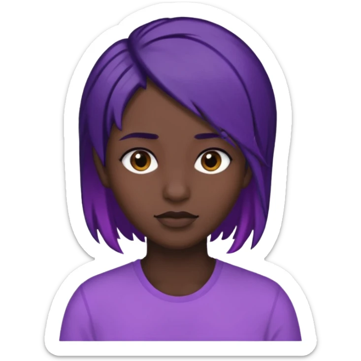 🧑🏽‍🦱 this emote but with black hair on the right side and purple hair on the left side sticker