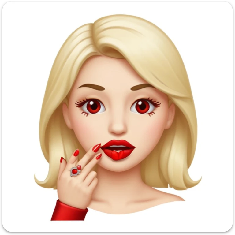 je veux un emogies avec des faux cils des belle levre avec du rouge a levre qui se mordille son ongle nail art  sticker