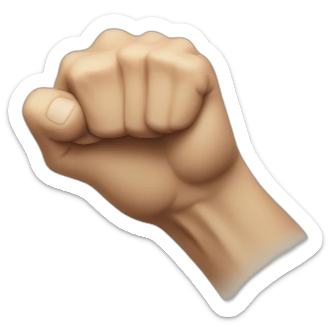 An image depicting a fist slightly angled upward, with the wrist visible up to about the elbow. sticker
