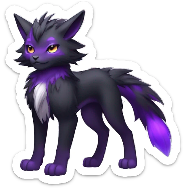 Anthro-Edgy-Cool-Black-Purple-Contrast-Colors-Fantasy-Fur-Sona-Chibi-Shiny-Fakémon-Hybrid full body sticker