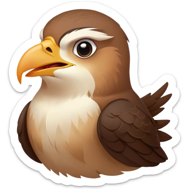 Cinematic Cute Yawning Falcon Portrait Emoji, Head tilted slightly with a dramatic, wide-open yawn, showcasing a streamlined, powerful form with a softly drooping beak and sleepy, half-closed eyes, Simplified yet irresistibly adorable features, highly detailed, glowing with a soft, cozy glow, high shine, relaxed yet expressive, stylized with a dash of whimsical aerial charm, soft glowing outline, capturing the essence of a drowsy yet affectionate falcon that appears ready to stretch out for a nap! sticker