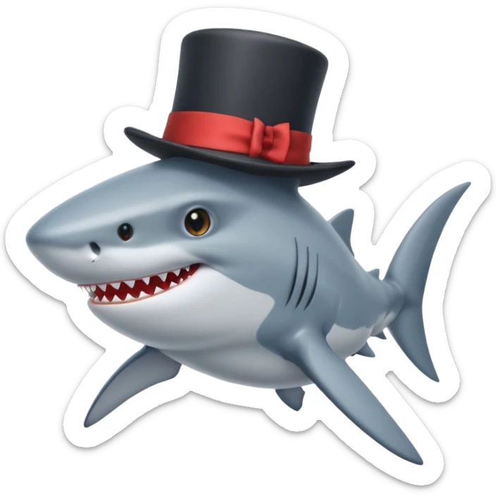 Shark with a top hat sticker