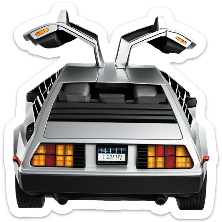 DeLorean from the movie back to the future traveling back in time to 1985 sticker