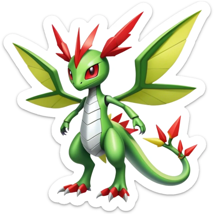 Cute Cool Edgy Shiny Futuristic Ethereal Legendary Kartana-Digimon-Schyther-Flygon-hybrid full body sticker