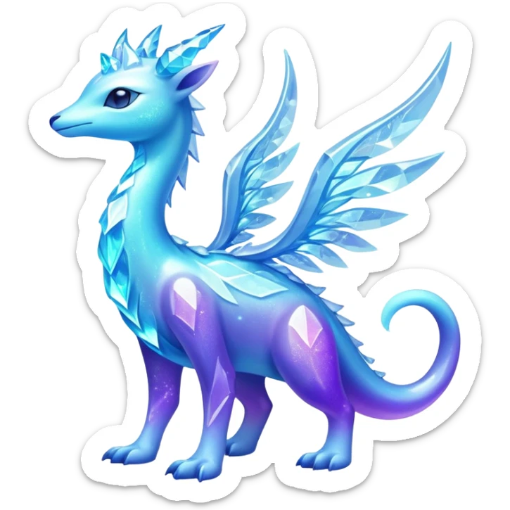 Shiny Exotic Colorful Ethereal Sparkly Amaura-Aurorus-Fakémon-hybrid-creature (full body)  sticker