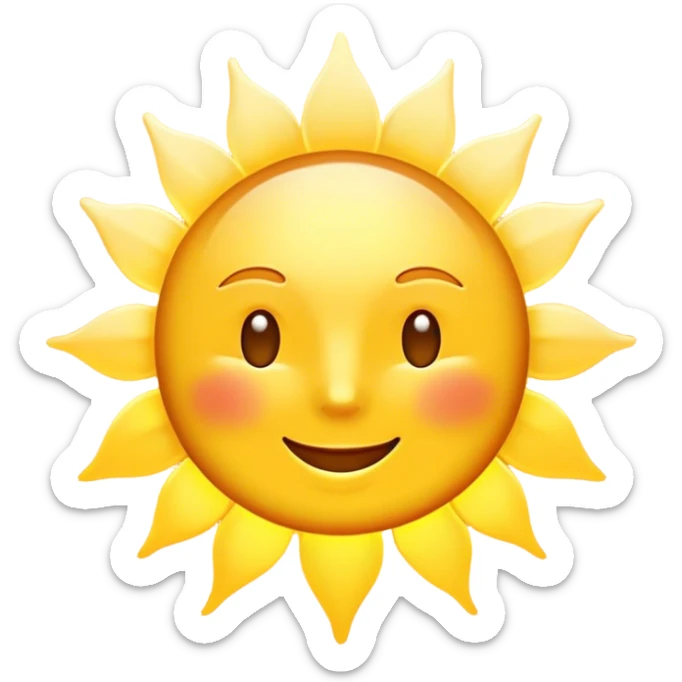 Cinematic Realistic Sunshine Emoji, Warm and golden, with soft rays of light streaming down from a bright, glowing sun. The golden hue bathes the world in warmth, uplifting the spirit and bringing a sense of joy and radiance. Soft glowing outline, capturing the essence of happiness, warmth, and light in a beautiful sunny day! sticker