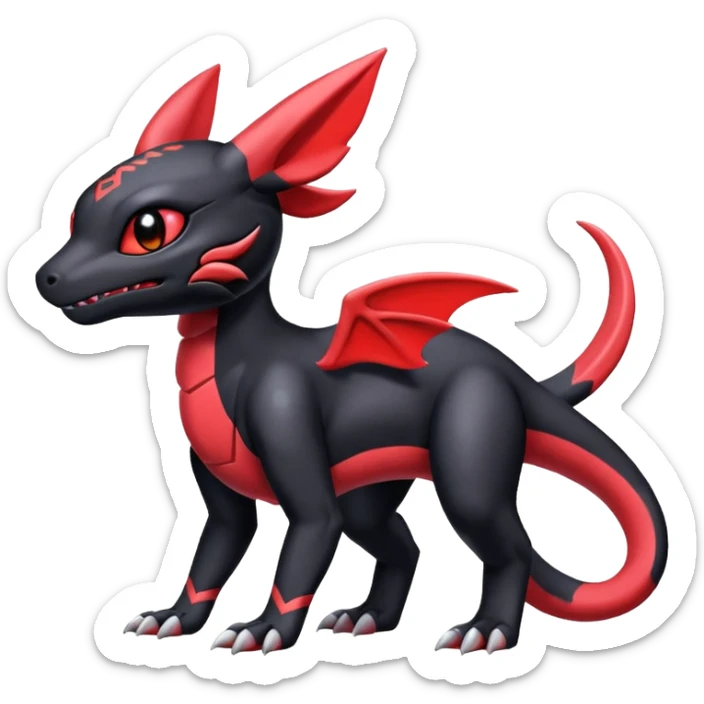 Cute Shiny Guilmon-Salandit-Umbreon-Fakémon-hybrid-creature (full body)  sticker