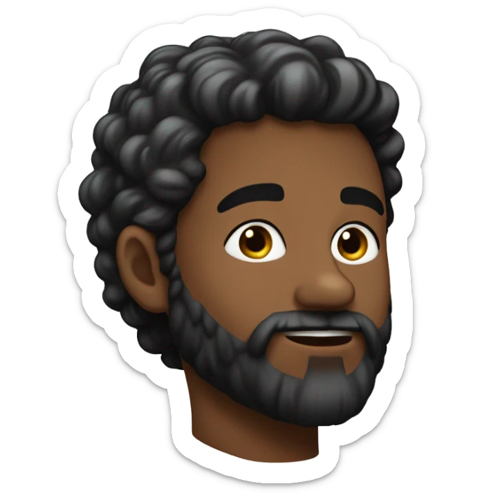 Un jeune homme noir avec une barbe légèrement fournie, des cheveux coupés noirs et un regard confiant sticker