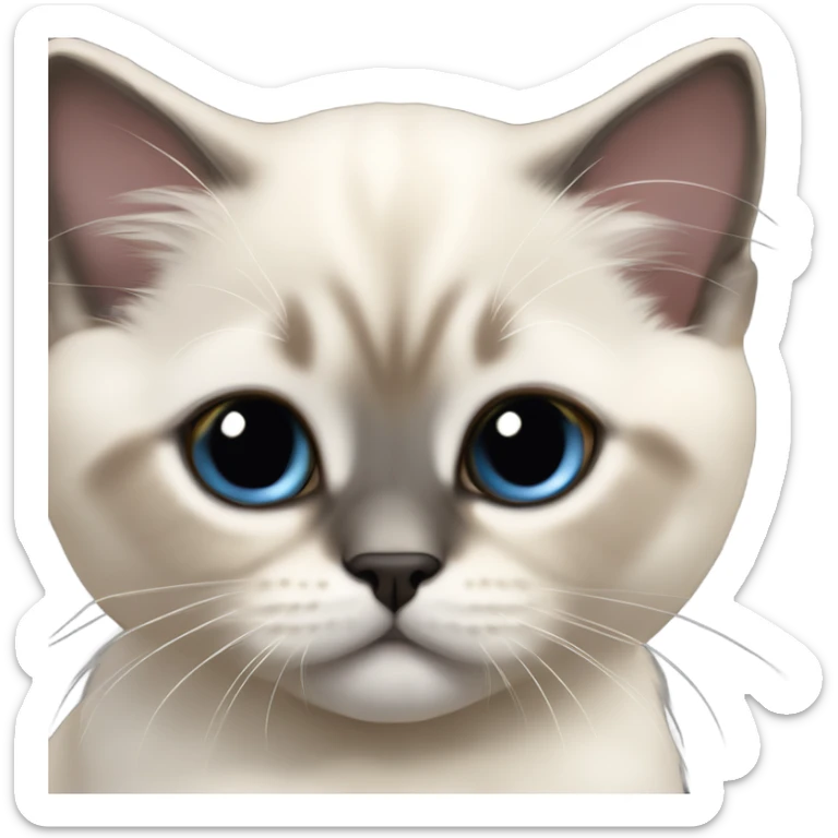 a sacre de birmanie kitten of 7 months small face, some sports of dark on the ears and face, laying on a shoulder sticker