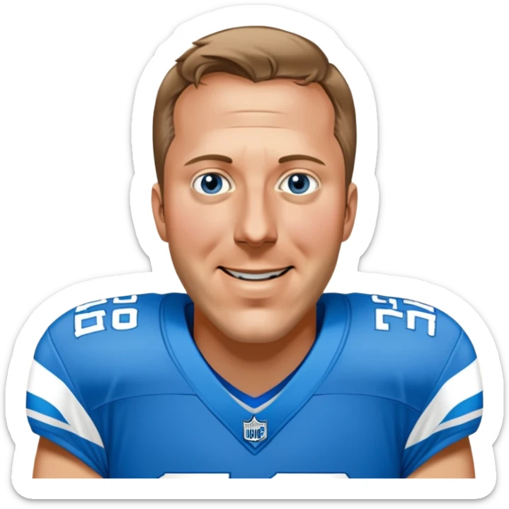White man wearing Detroit lions jersey sticker