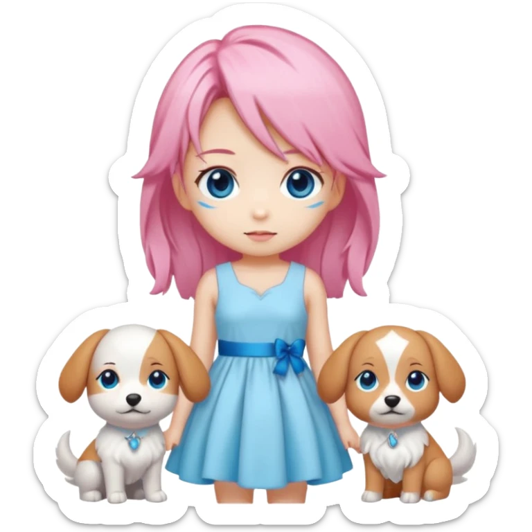 "Chibi-Anime-Girl mit Hundeohren, pinken Haaren, großen blauen Augen und breitem Grinsen." sticker