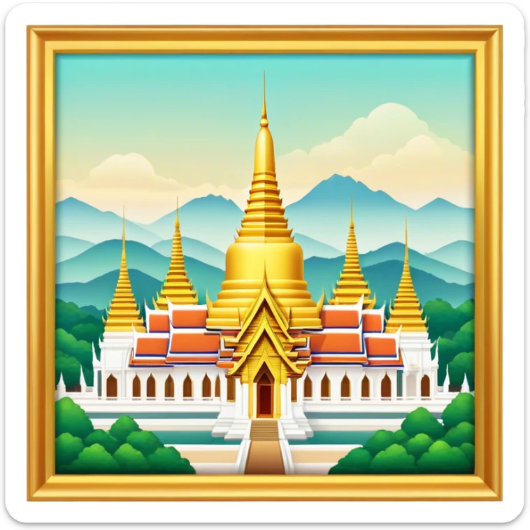 Grand Palace Bangkok Landmark Emoji – Featuring golden spires, Thai architecture, and the Emerald Buddha Temple. sticker