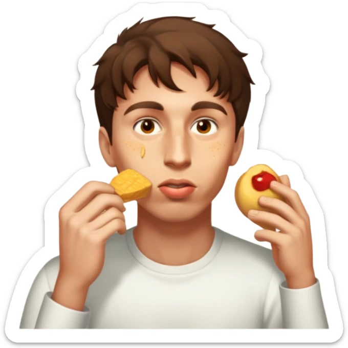 male eating  sticker