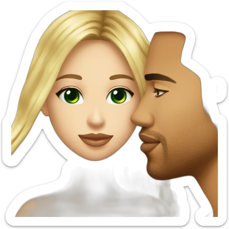 Romeo Santos give a kiss on the mouth blond girl amd green eyes sticker