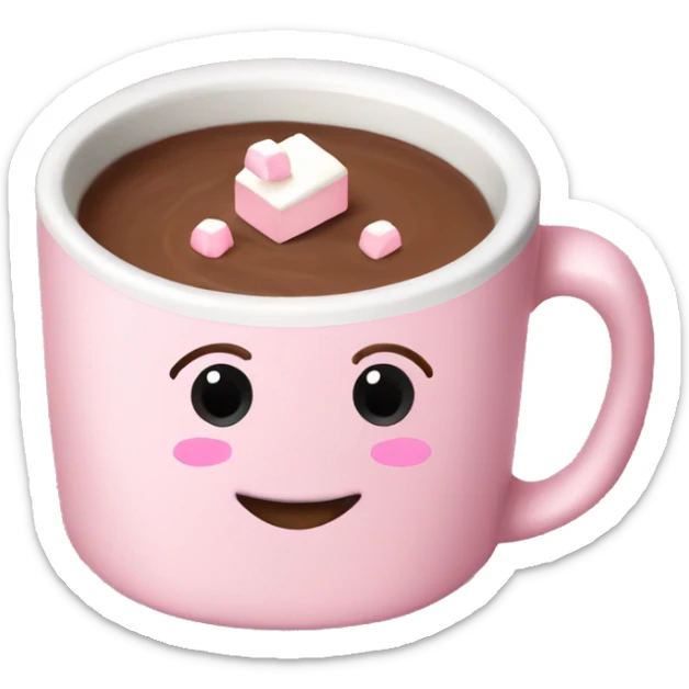Light Pink mug of hot chocolate with marshmallows  sticker