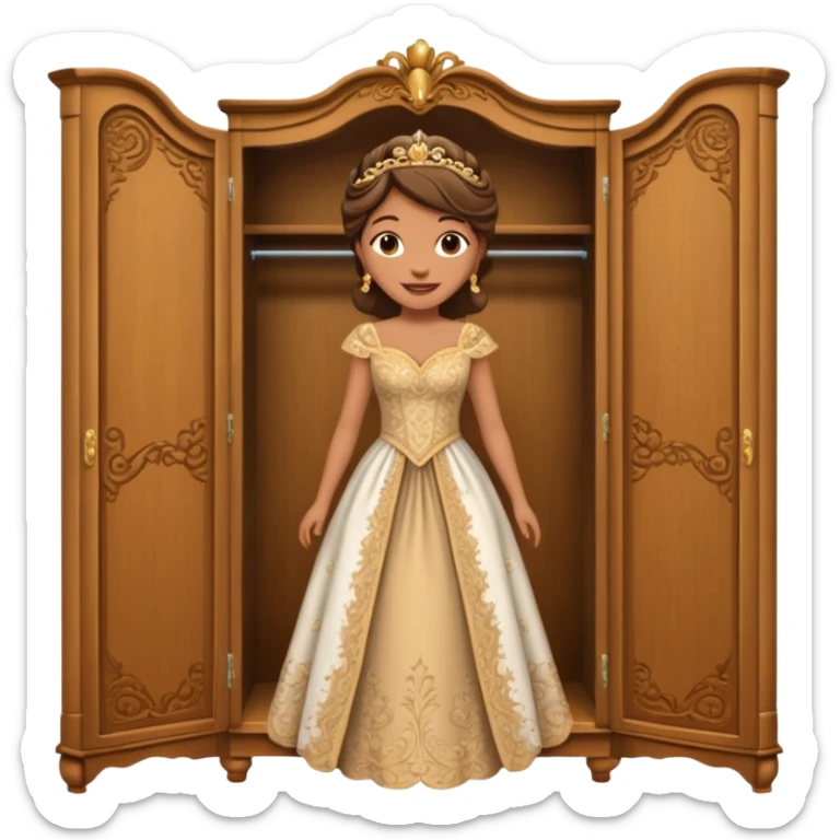 The characters in the fairy tale "Beauty and the Beast" are transformed into a wardrobe lady by magic sticker