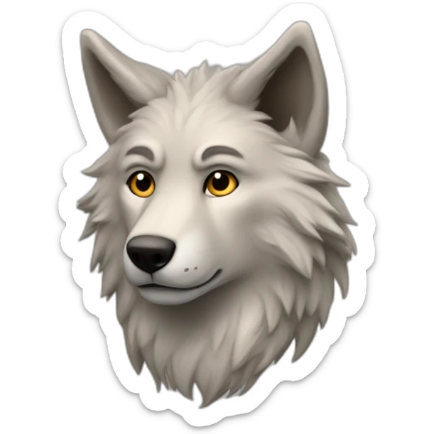 un homme déguisé en furry anthropomorphe de loup qui retire son costume sticker
