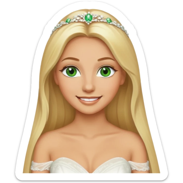 Fille cheuveux blond longt yeux vert  maquiller robe de mariage Métisse chronique sticker