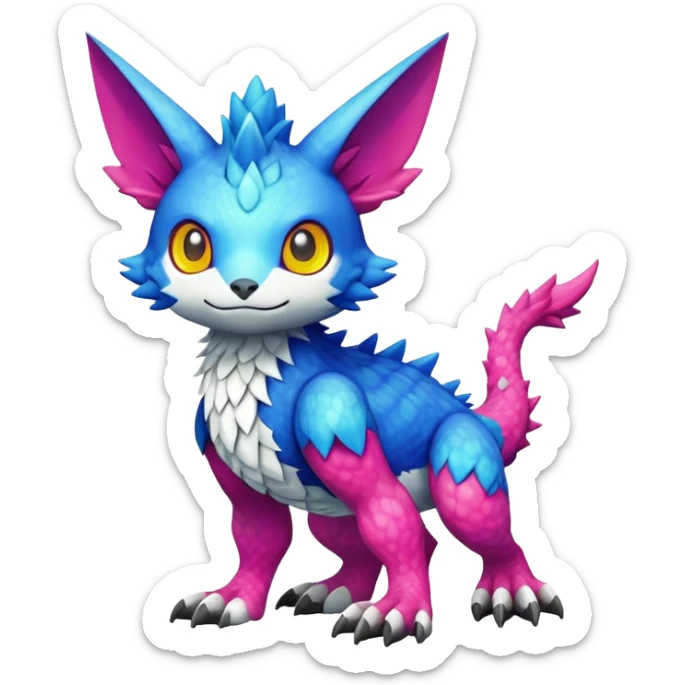 colorful Fakémon-Digimon-Fionbri-Trico-creature (full body) sticker