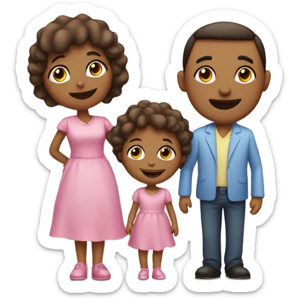 Family of 3- mum-dad-baby girl sticker