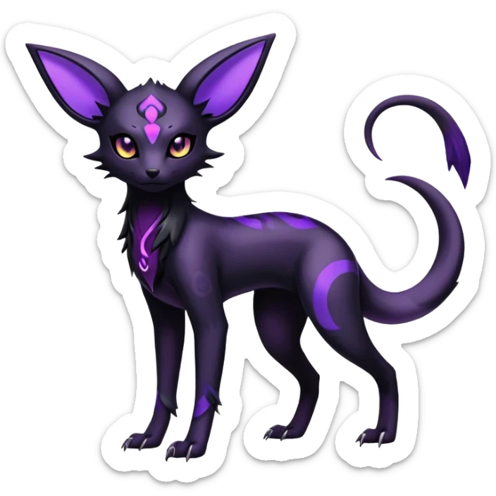 Shiny Dark Edgy Gothic Gloomy Futuristic Salandit-Umbreon-Espeon-Hybrid (Full body) sticker