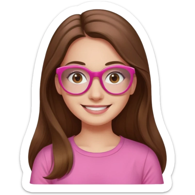 Painting women. smilling   Long hair,  lunette peinture top pink sticker