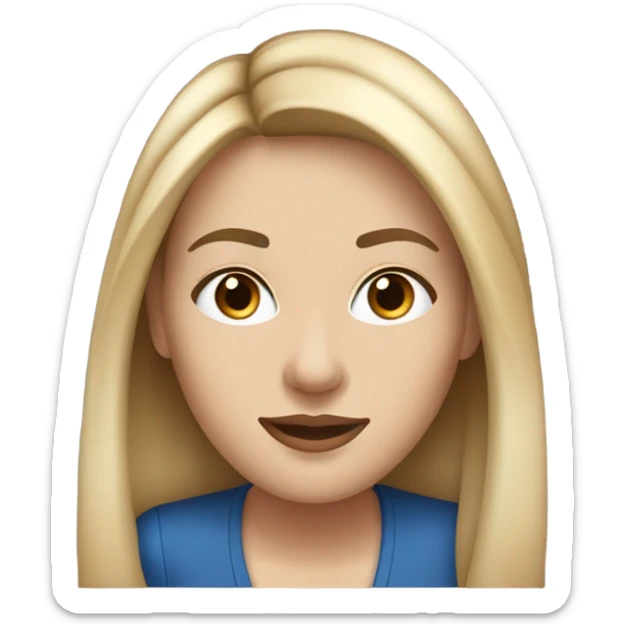 White woman with a meduim nose,lashes and blue eyes with brown straight hair with blonde highlights  sticker