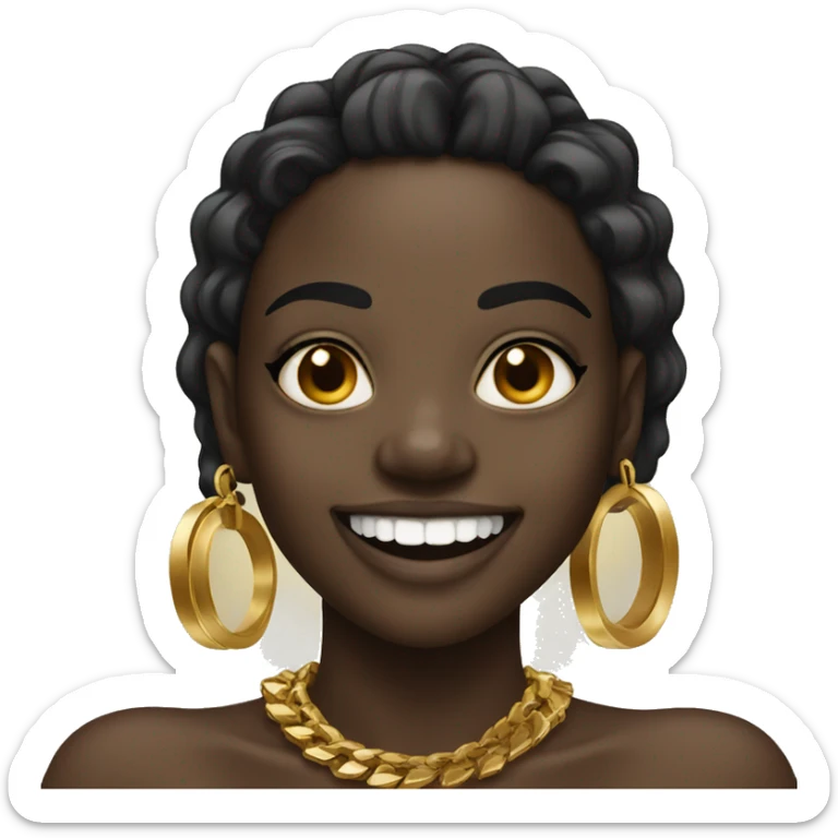 Black girl smiling with gold jewelry and grillz sticker