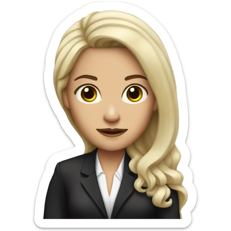 white woman with black long hair with lawyer clothes  sticker