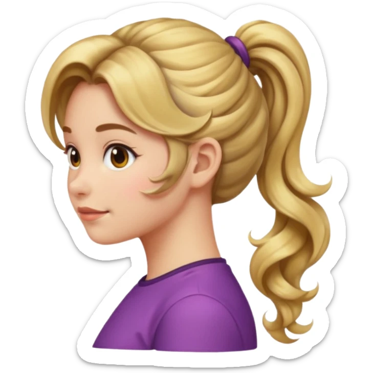 emoji girl wavy sideburns hair up in a ponytail wavy hair pretty sticker