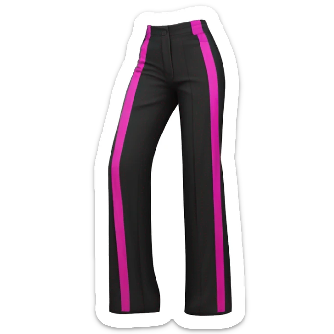 Realistic isolated side view of a pair of black high waist wide leg pants with hot pink pinstripes on them. sticker