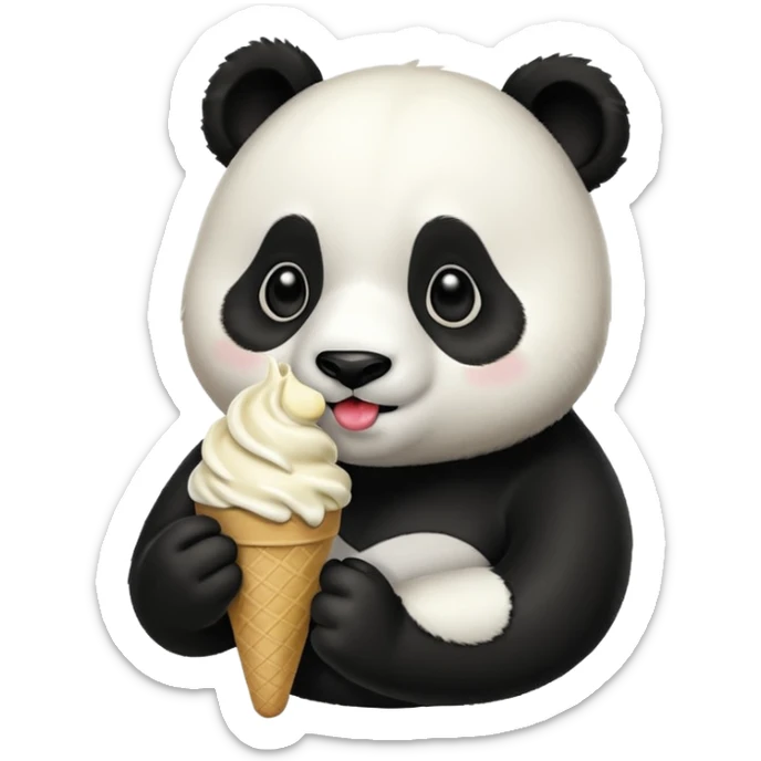 Panda eating ice cream sticker