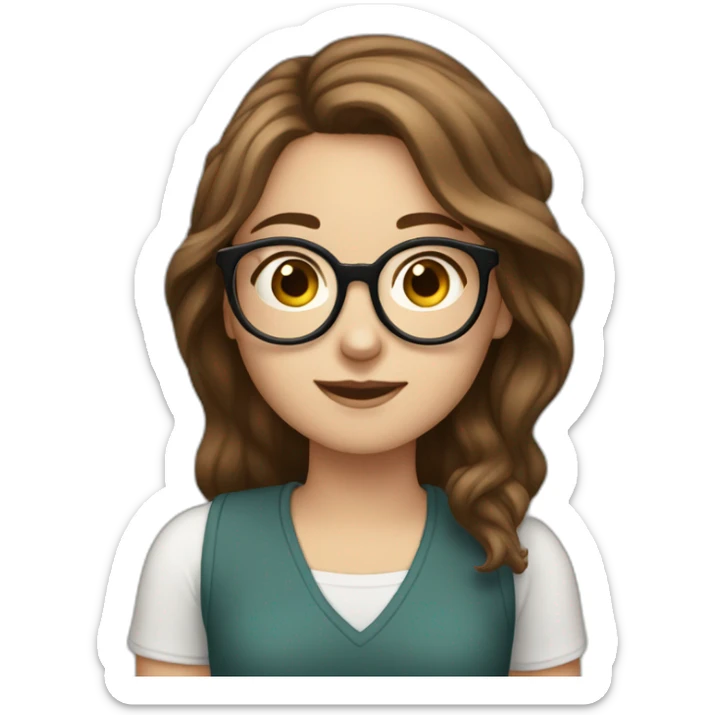 white girl brown hair wearing rounded glasses and saying ok with both hand sticker