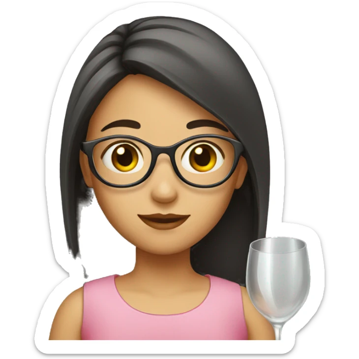 A girl with a glass sticker