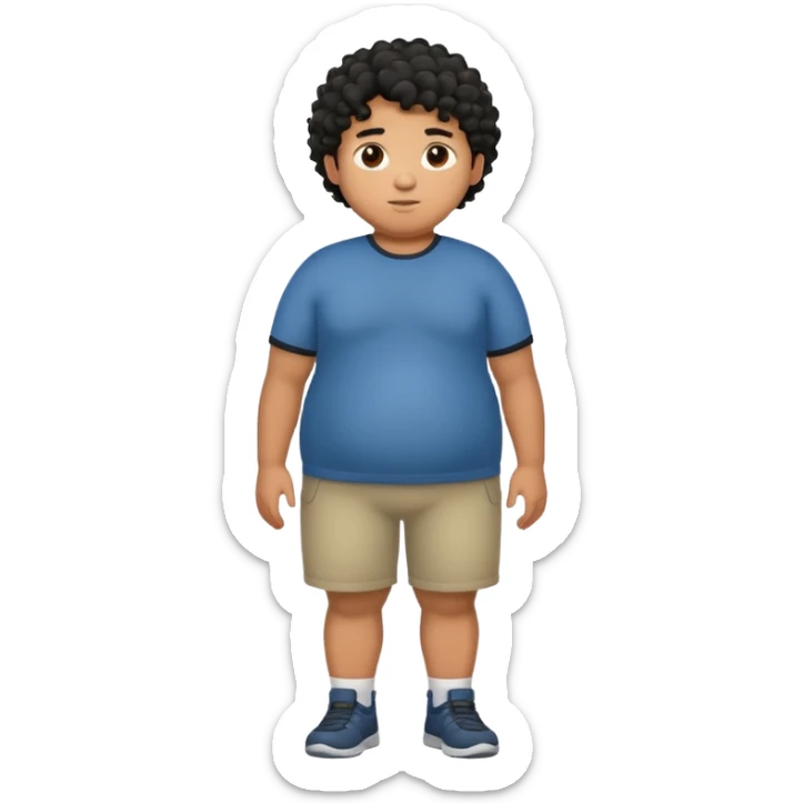 fat person emoji but make him brown skin and curly black hair make it a whole body image and the person is a boy who’s fat sticker