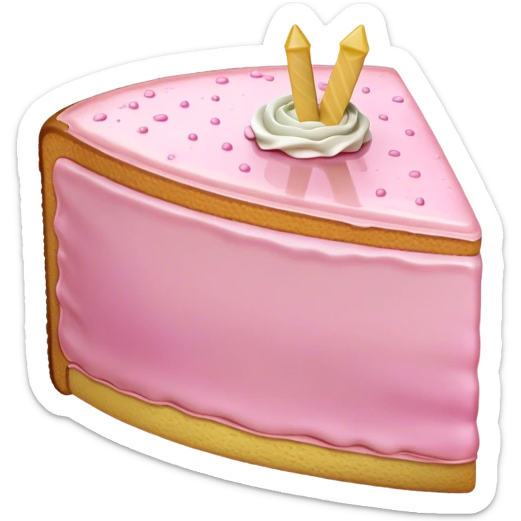 sweet simple slice of sponge cake with pink frosting on the outside, pointing right sticker
