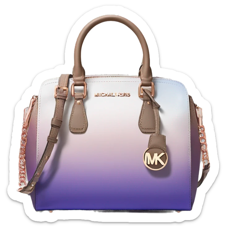 Realistic blue,purple,and taupe ombre and rose gold michael kors satchel purse. sticker