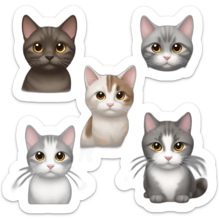 2 cats, one Chinchilla full brown long hair and one gray short hair sticker