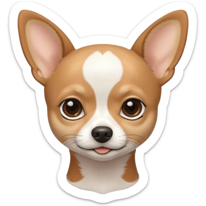 A black and white chihuahua emoji please with a thin white line on the center of head and brown eyebrow sticker
