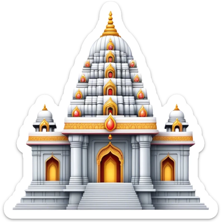 Cinematic Realistic Tirupati Balaji Temple Landmark Emoji, depicted with intricate carvings and spiritual aura rendered with lifelike detail and radiant, divine lighting. sticker