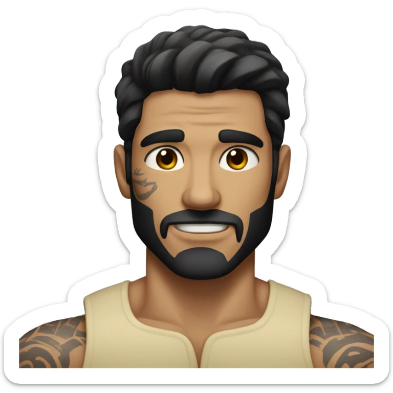 Muscular tattooed man with dark hair and dark eyes  sticker
