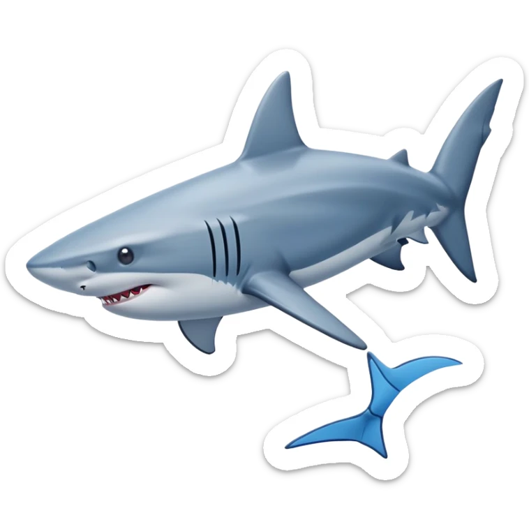 Make me a shark that has four fins and the two front fins have blue Nike Jordans. sticker