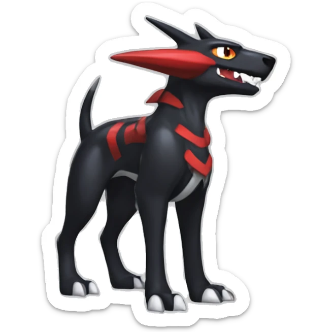 Black Cool Edgy Nargacuga-Houndoom-Garchomp Fakémon  with White and Red Edgy markings sticker