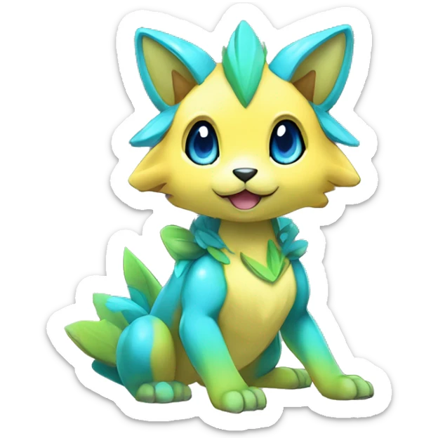 Anthro Cool Edgy Legendary Colorful Shy Shiny Fakemon-Pokémon-Fantasy-Creature With Full Body Detailed High Quality sticker