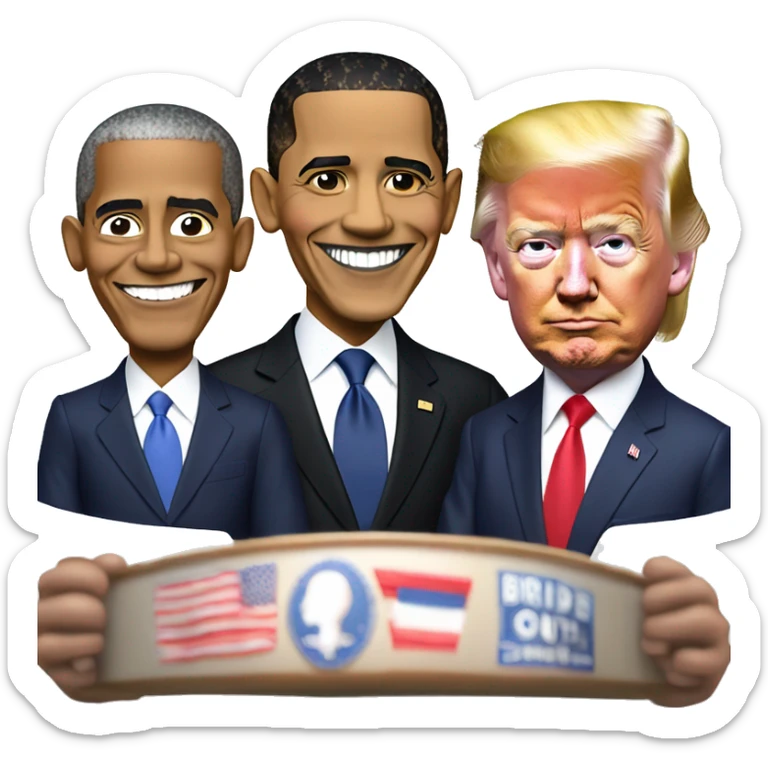 Barack Obama with Joe Biden and Donald Trump make sure to make Joe Biden correctly sticker