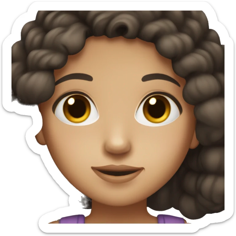 pretty girl with very dark brown hair and light tan skin with dark brown eyes sticker